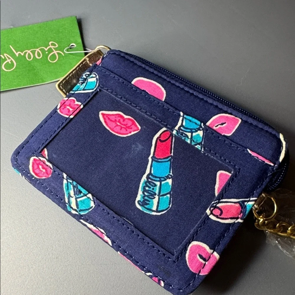 NWT Lilly Pulitzer Key ID Case Bright Navy‎ Blue Gimme Kiss Change Purse